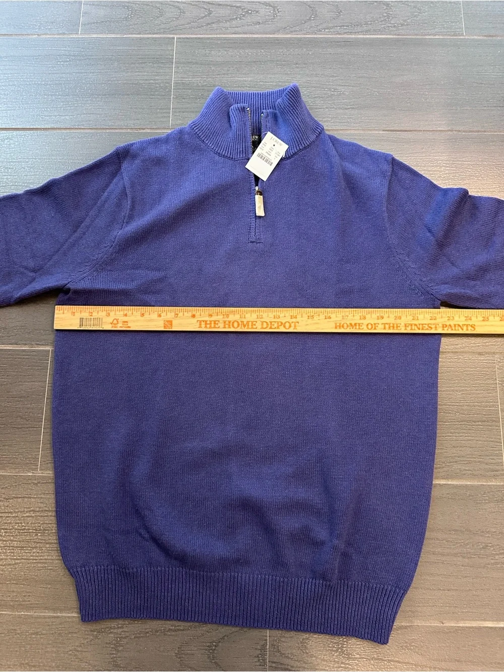 J. Crew Men's Vintage 2010 Cotton-Cashmere Royal Blue Quarter Zip-Neck Sweater